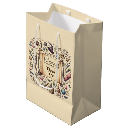 ヴィンテージ ウィザード ウィッチェス パーティー 魔法の杖 帽子 ミディアムペーパーバッグ (正面アングル)