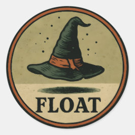 ヴィンテージ・ウィッチハット・ハロウィーンラベルデザイン ラウンドシール