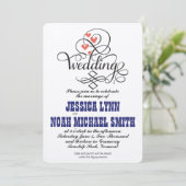 ヴィンテージ・ウィムジカルハーツ ネイビーとコーラルの招待状 招待状 (スタンド正面)