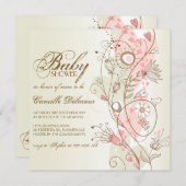 ヴィンテージ・ウィムジカル・フラワーズ ベビーシャワー招待状 招待状 (正面/裏面)