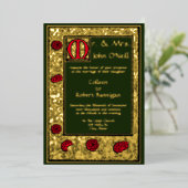 ヴィンテージ ウィリアム モリス ケルムスコット プレス フローラル ローズ 箔招待状 (立ち正面)