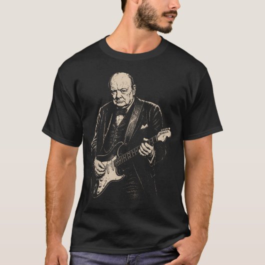 ヴィンテージ・ウィンストン・チャーチル・ギター Tシャツ (正面)