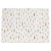 ヴィンテージ ウィンター ゴールド パターン ホワイト ラージ ギフト バッグ ラージペーパーバッグ (正面)