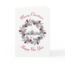 ヴィンテージ·ウィンター·チャーチ·シーンとクリスマス·リース