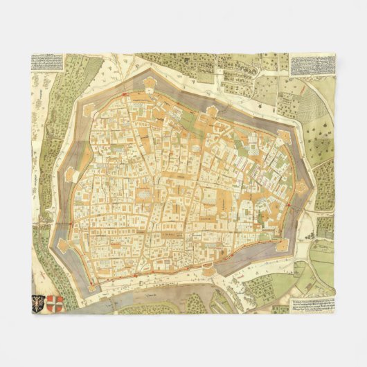 ヴィンテージ – ウィーンオーストリアの地図(1547年) フリースブランケット (正面(横))