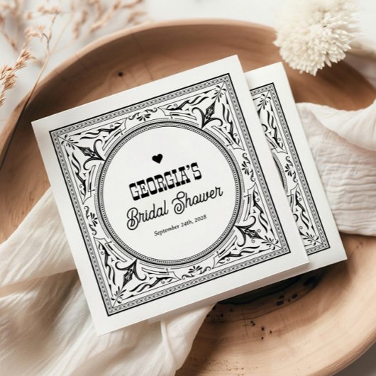 ヴィンテージ ウェスタンカウガール チック ラスティック ブライダルシャワー スタンダードカクテルナプキン