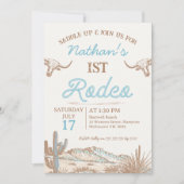 ヴィンテージ ウェスタンカウボーイ ファースト ロデオ 1歳の誕生日 招待状 (正面)