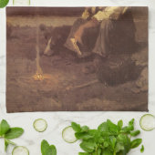 ヴィンテージ ウェスタン カウボーイ、プレインズ ハーダー by NC ワイエス キッチンタオル (折り畳み)