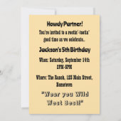 ヴィンテージ ウェスタン ライド プラウド リトル コウボーイ 招待状 (裏面)