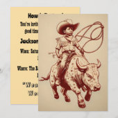 ヴィンテージ ウェスタン ライド プラウド リトル コウボーイ 招待状 (正面/裏面)