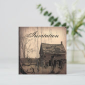 ヴィンテージ ウェスタン ラスティック カントリー ウェディング 招待状 (スタンド正面)