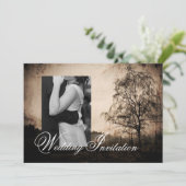 ヴィンテージ ウェスタン ラスティック カントリー ウェディング 招待状 (スタンド正面)