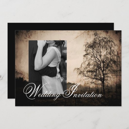 ヴィンテージ ウェスタン ラスティック カントリー ウェディング 招待状 (正面/裏面)