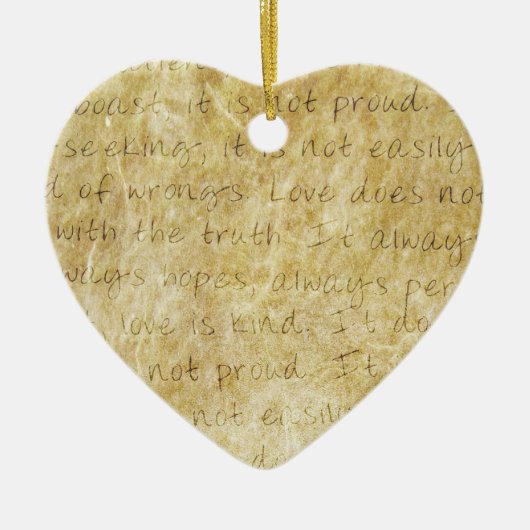 ヴィンテージ・ウェディングの愛は忍耐強い セラミックオーナメント (正面)