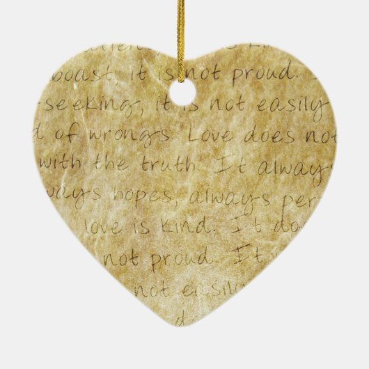 ヴィンテージ・ウェディングの愛は忍耐強い セラミックオーナメント (裏面)