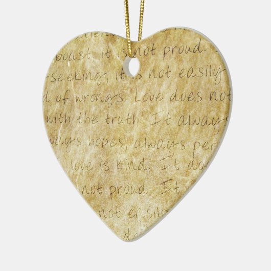 ヴィンテージ・ウェディングの愛は忍耐強い セラミックオーナメント (左)