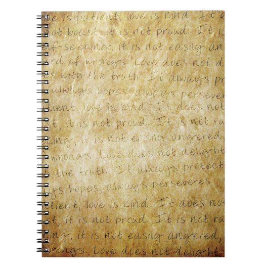 ヴィンテージ・ウェディングの愛は忍耐強い ノートブック (正面)