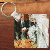 ヴィンテージ ウェディングセレモニー、花嫁 花婿 新婚カップル キーホルダー (正面)