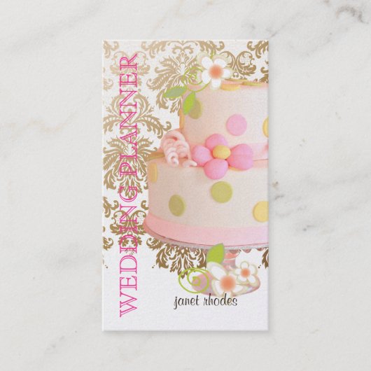 ヴィンテージ、ウェディングプランナー+フィドーラダマスク 名刺 (正面)