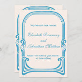 ヴィンテージ ウェディング アールヌーヴォー スタイルの孔雀 招待状 (正面/裏面)