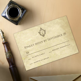 ヴィンテージ ウェディング クレスト モノグラム アンティーク オールド ペーパー 出欠カード