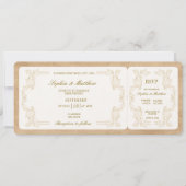 ヴィンテージ ウェディング チケット RSVP 付き 招待状 (正面)