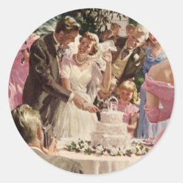 ヴィンテージ ウェディング ブライド グルーム 新婚 カット ケーキ ラウンドシール