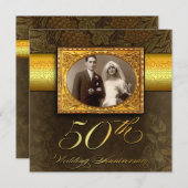 ヴィンテージ ウェディング 50周年 アニバーサリー インビテーションズ フォト 招待状 (正面/裏面)