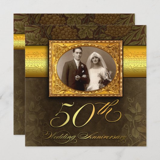 ヴィンテージ ウェディング 50周年 アニバーサリー インビテーションズ フォト 招待状 (正面/裏面)