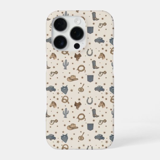 ヴィンテージ ウエスタン アイコン パターン iPhoneケース (裏面)
