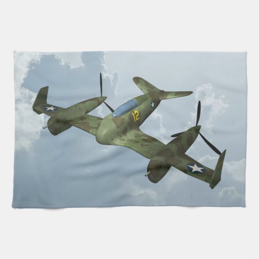 ヴィンテージ・ウォーバード飛行・軍用航空アート キッチンタオル (横)