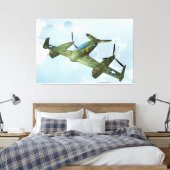 ヴィンテージ・ウォーバード飛行・軍用航空アート キャンバスプリント (インサイチュ (寝室))