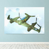 ヴィンテージ・ウォーバード飛行・軍用航空アート キャンバスプリント (インサイチュ (ウッドフロア))