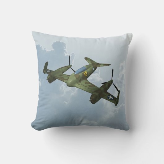 ヴィンテージ・ウォーバード飛行・軍用航空アート クッション (正面)