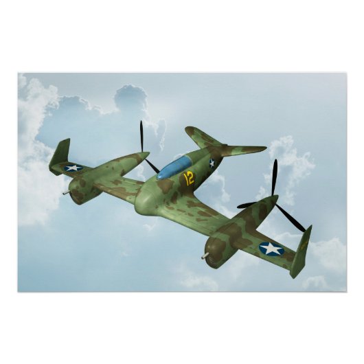 ヴィンテージ・ウォーバード飛行・軍用航空アート ポスター (正面)