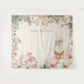 ヴィンテージ ウサギ ベイビー シャワー 背景 ランドスケープ クリーム タペストリー (正面(横))