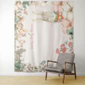 ヴィンテージ ウサギ ベイビー シャワー 背景 ランドスケープ クリーム タペストリー (インサイチュ)