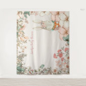 ヴィンテージ ウサギ ベイビー シャワー 背景 ランドスケープ クリーム タペストリー (正面)