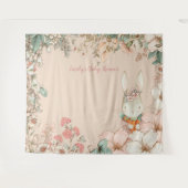 ヴィンテージ ウサギ ベイビー シャワー 背景 ランドスケープ ピンク タペストリー (正面(横))