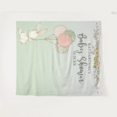 ヴィンテージ ウサギ 風船 花 赤ちゃんシャワー 背景 タペストリー (正面(横))