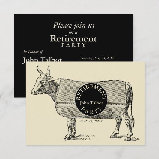 ヴィンテージ·ウット·ブランケット·リタイアメント·パーティの招待状1 招待状 (正面/裏面)