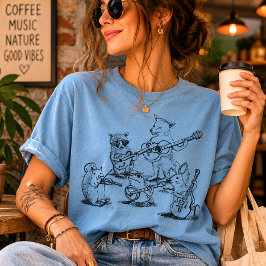 ヴィンテージ・ウッドランド・アニマル アコースティック・フォークバンド Tシャツ