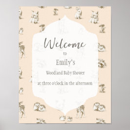 ヴィンテージ ウッドランド ベイビー アニマルズ ウェルカム ポスター