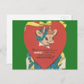 ヴィンテージ「ウモーッ」バレンタイン シーズンポストカード (正面/裏面)