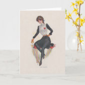 ヴィンテージ・ウーマン・フォイル・フェンサー・ノート・カード カード (黄色い花)