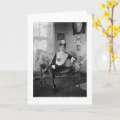 ヴィンテージ・ウーマン・フォイル・フェンサー・ノート・カード カード (黄色い花)