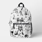 ヴィンテージ エイリアン トワイレ コミック ホワイト プリントバックパック (正面)