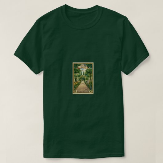 ヴィンテージ・エクスリブリスの庭園の小径の蔵書票アート Tシャツ (デザイン正面)