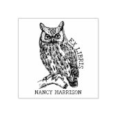 ヴィンテージ・エクス・リブリス・オウル、カスタム・ライブラリー・ブックプレート ラバースタンプ (インプリント)