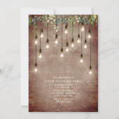 ヴィンテージ・エジソンライトのレンガの植物パーティー 招待状 (正面)